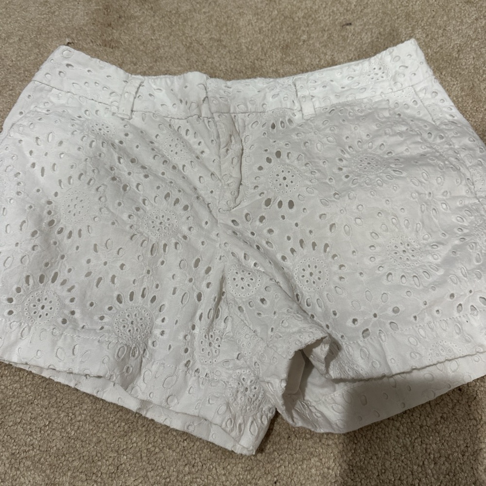 LOFT High Waist White Eyelet Shorts